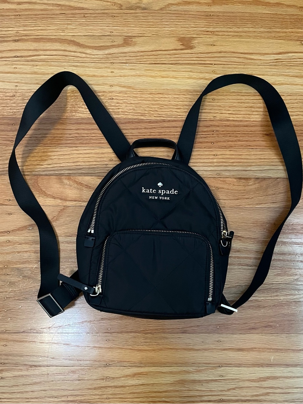kate spade black Quilted Mini Backpack with Gold Hardware